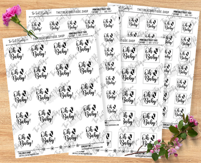 Baby Shower "Oh Baby" Treat Tags - Digital Download