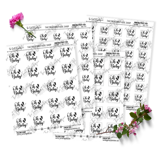 Baby Shower "Oh Baby" Treat Tags - Digital Download