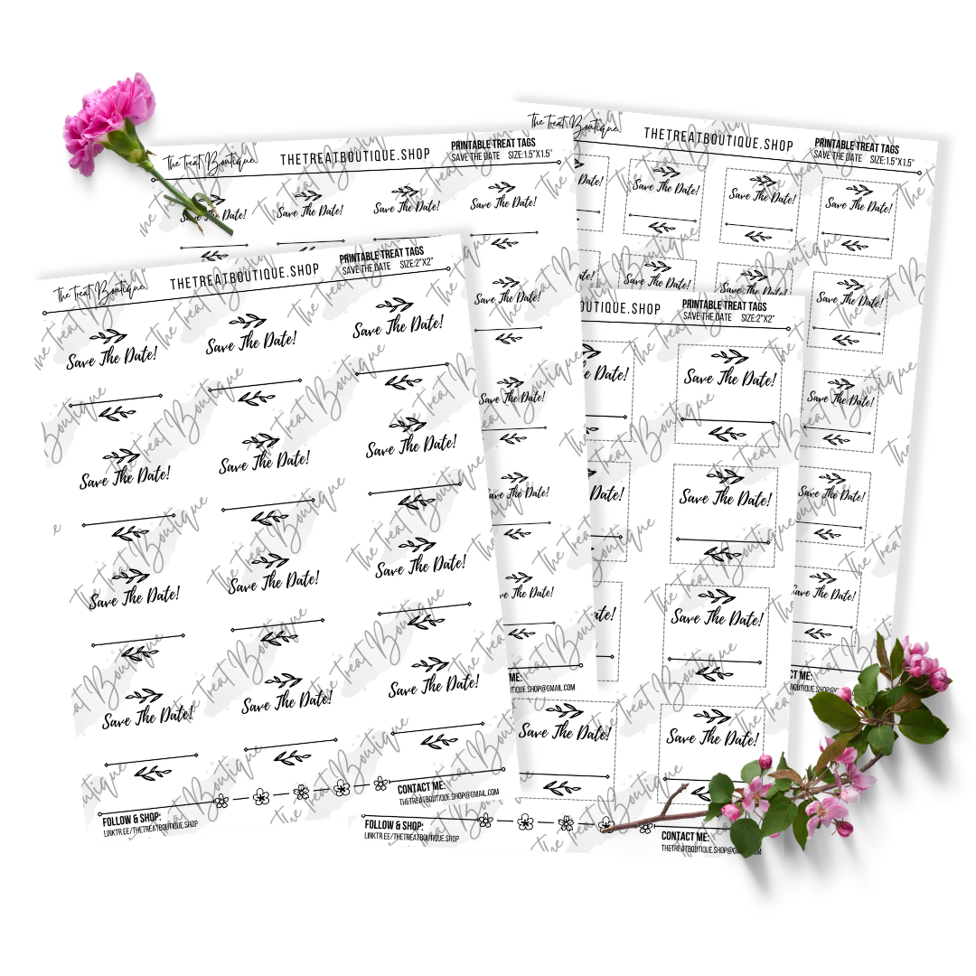 Save The Date Treat Tags - Digital Download