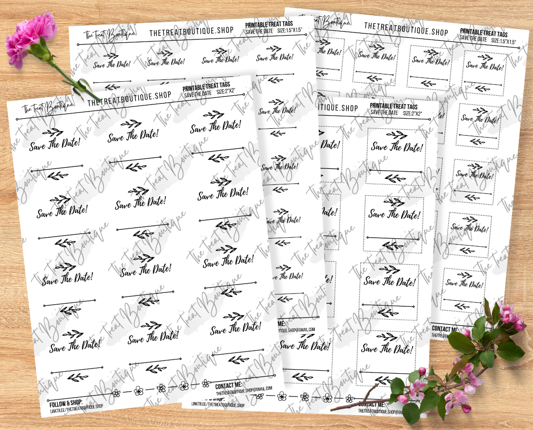 Save The Date Treat Tags - Digital Download