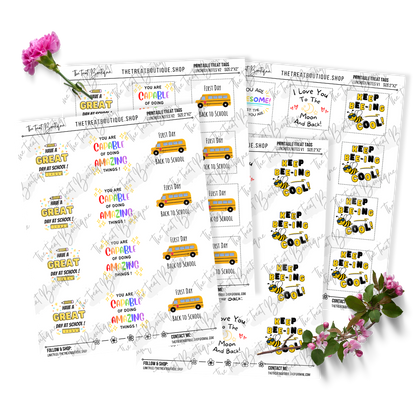 Back to School and Lunch Box Note Treat Tags - Digital Download
