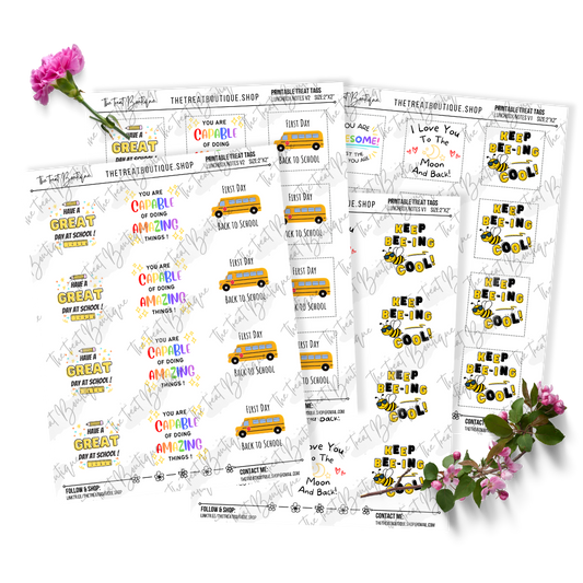 Back to School and Lunch Box Note Treat Tags - Digital Download