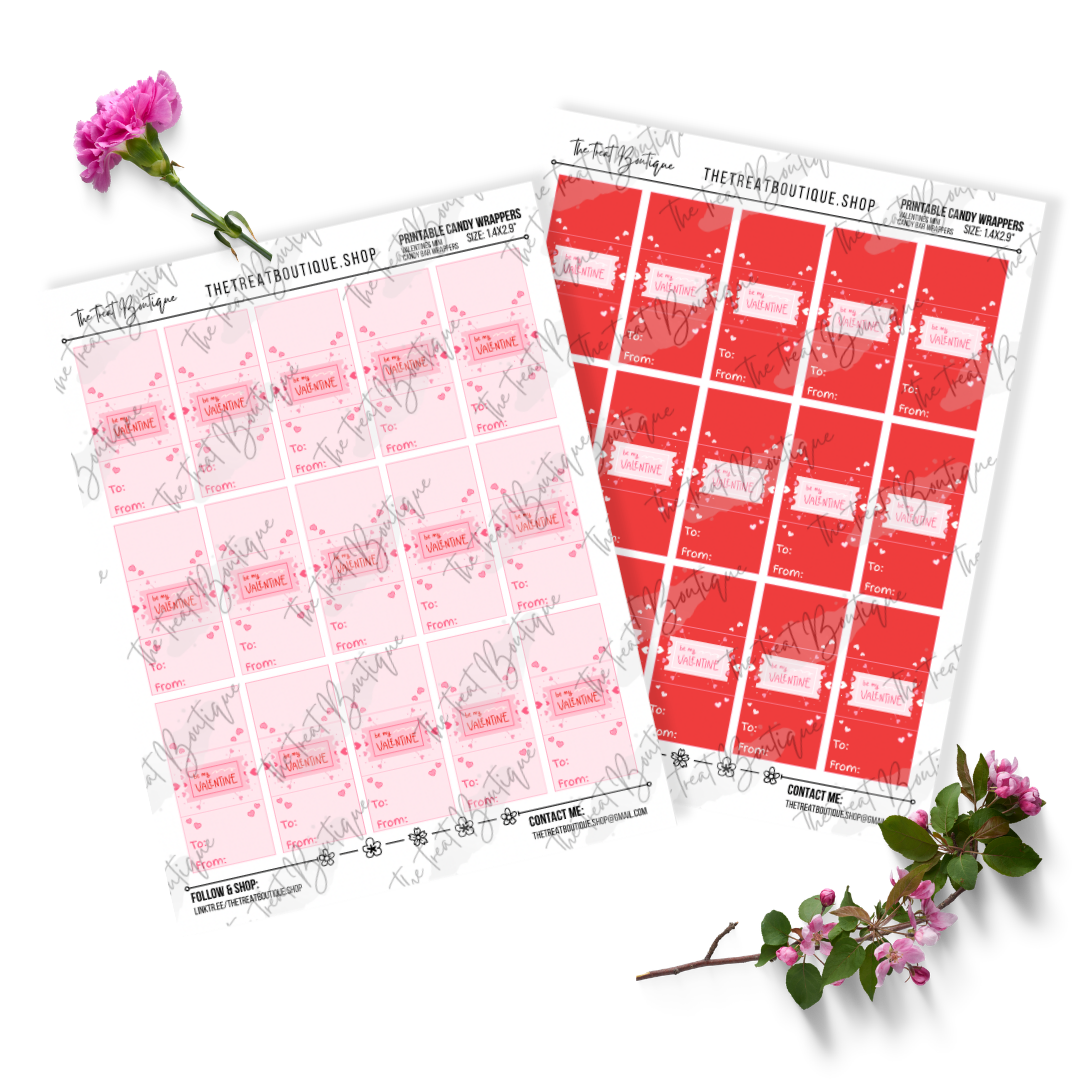 Valentine’s Day Mini Candy Bar Wrappers - Digital Download