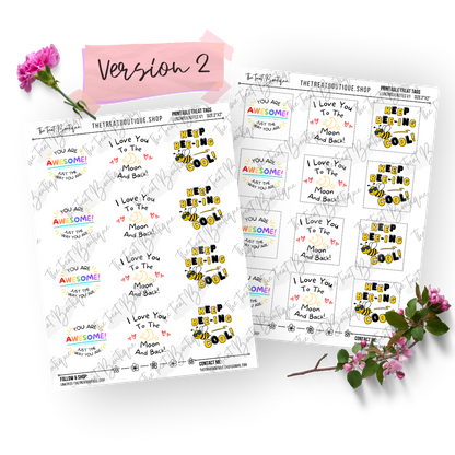 Back to School and Lunch Box Note Treat Tags - Digital Download